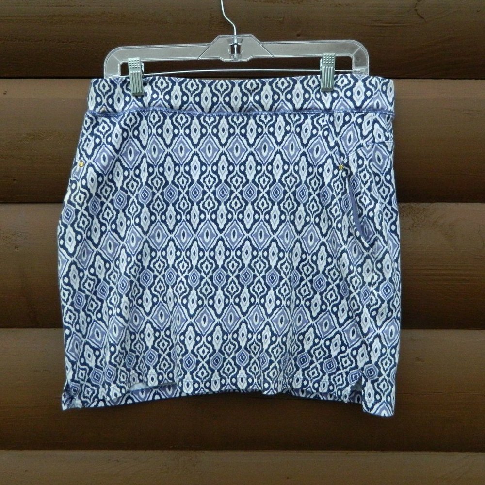 Jones New York Skort Shorts Skirt Blue Geometric Sz L